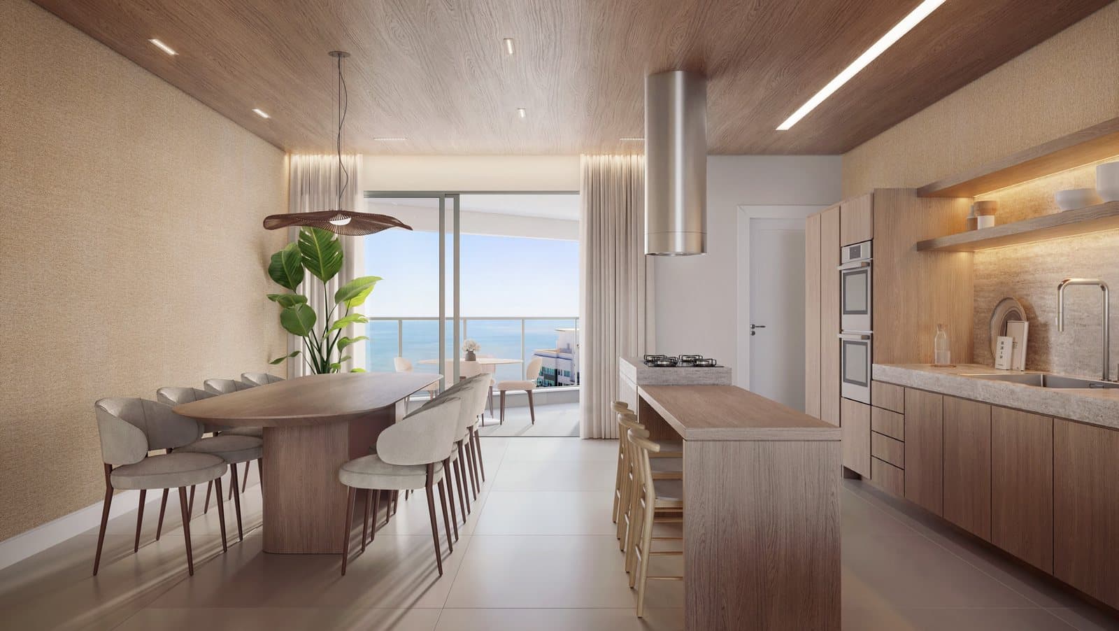 Cozinha com vista para o mar