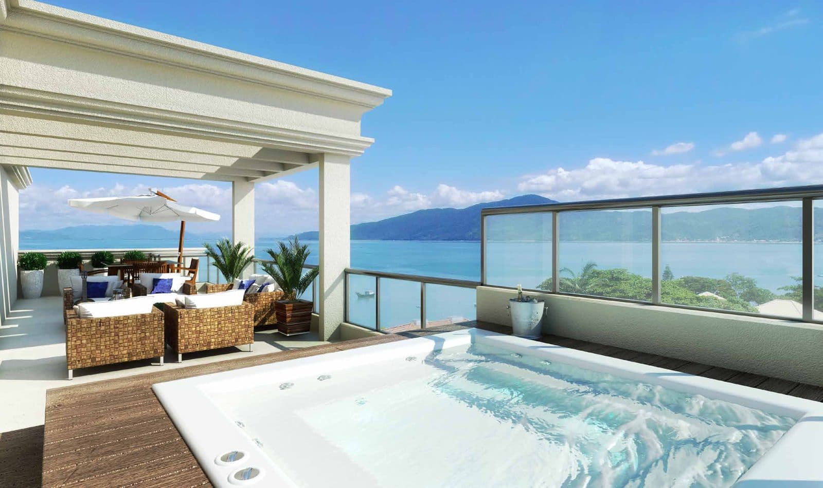Cobertura duplex com spa e vista para o mar